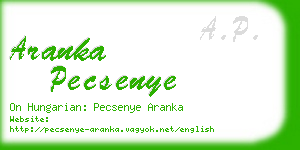 aranka pecsenye business card